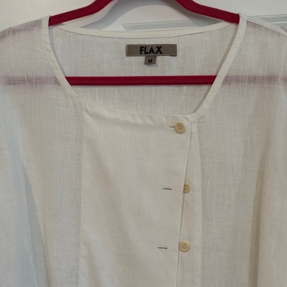 Flax Women's Cream Button-Down Shirt - Picture 4 of 5